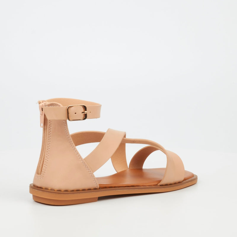 Butterfly Flat sole sandal -Beige