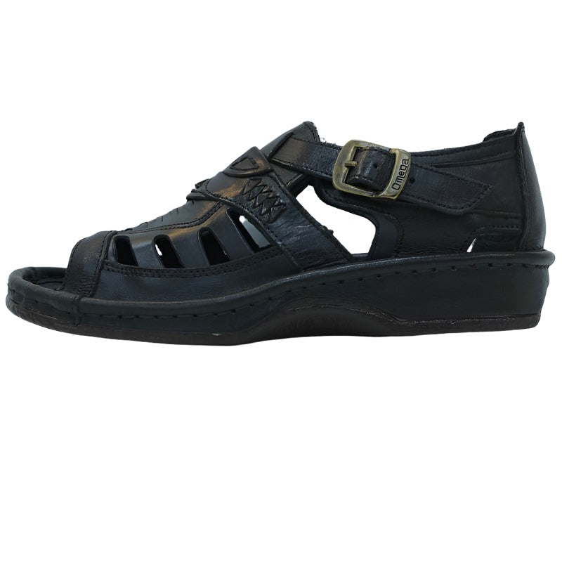 Omega cut out design strap sandal-Black